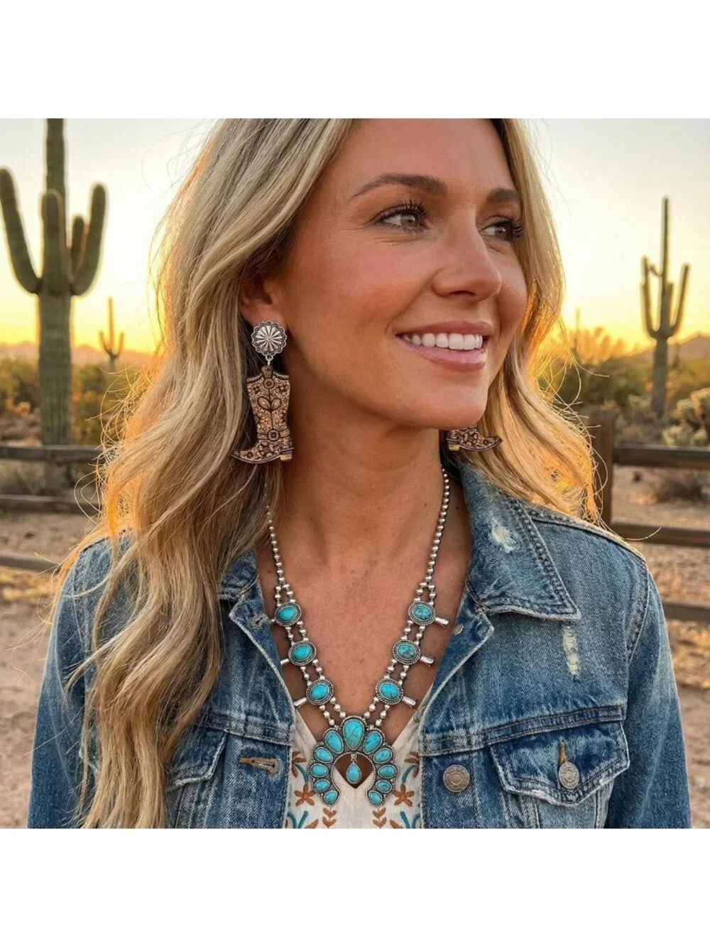12 Pairs Vintage Boho Turquoise Dangle Earrings Set - Western Cowgirl Jewelry